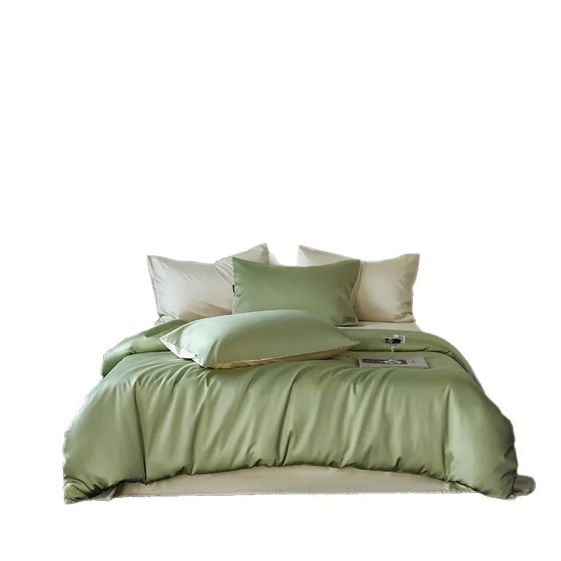 A級テンセル綿4点寝具セット、無地ダブルスリープ、綿シーツ