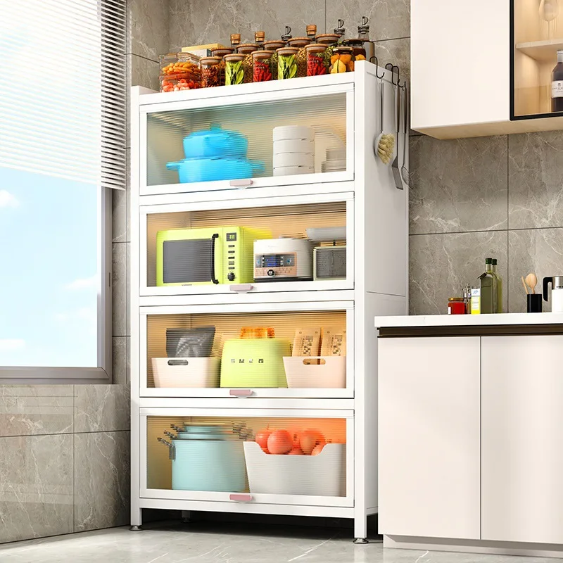 kitchen shelf floor-to-floor multi-layer storage cabinet household microwave oven cabinet multi-function storage cabinet.