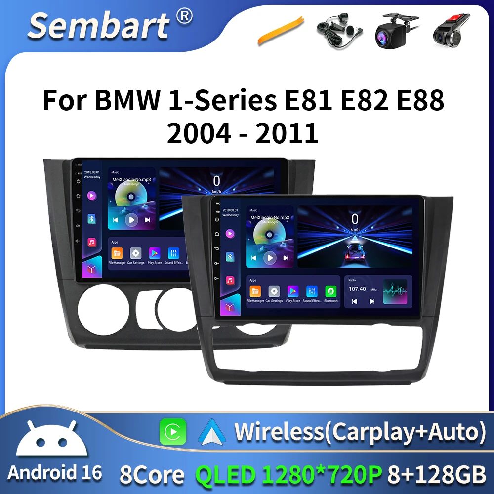 

Android 16 Car Radio For BMW 1 Series E81 E82 E87 E88 AT 2004 - 2011 GPS DSP Carplay Multimedia Player Serero Auto 4G Wifi DVD