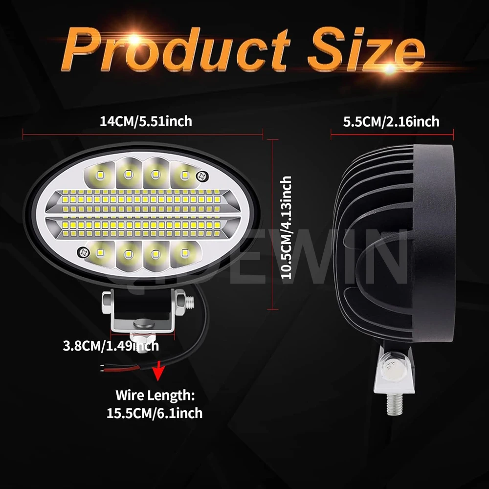 5" Inch Super Bright Harvester Oval LED Work Light Forklift Roof Working Lamp for Car Truck Offroad SUV 4x4 4wd Jeep