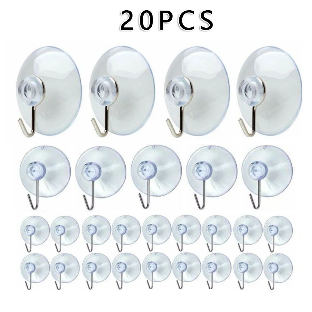 20pcs/set Casement Suction Cups With Metal Hook Hanger Hanging Hook Sucker Cups Door Wall Hangers Hooks Suction Heavy Load