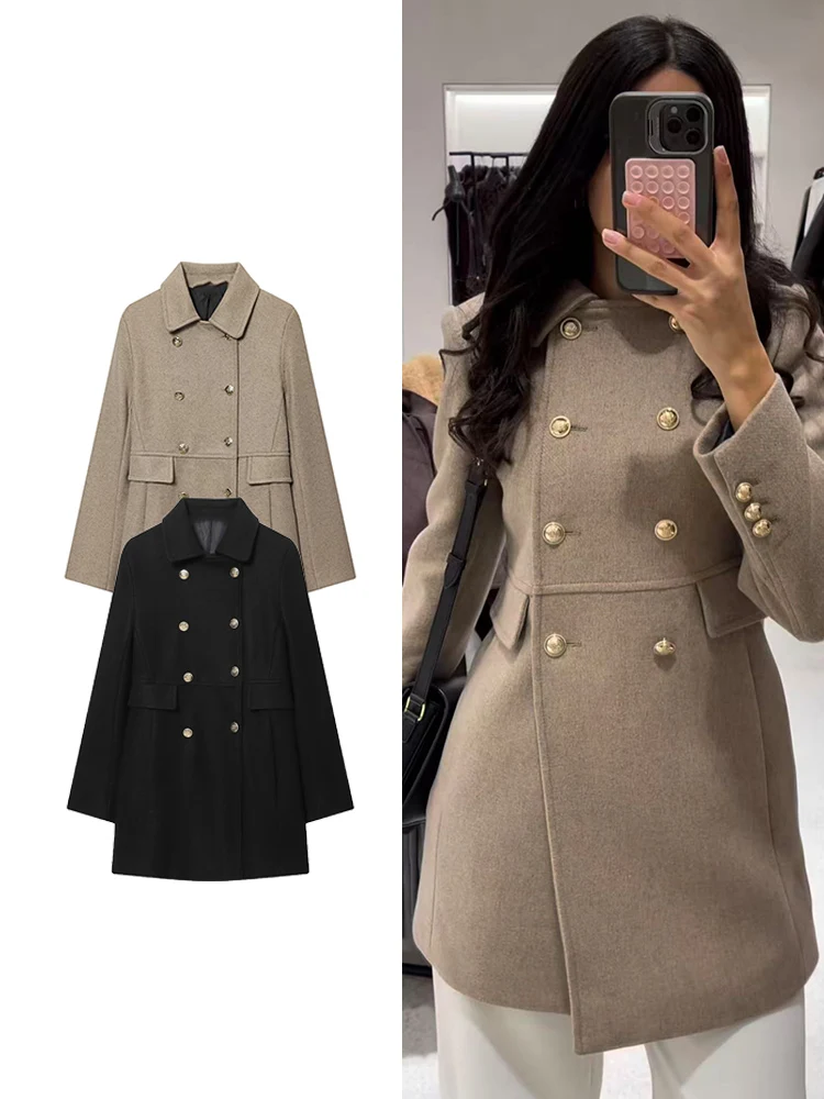 

2025 New Warm Woolen Jacket For Women Fashion Slim Long Sleeved Double breasted Female Casual Autumn/Winter Female Overcoat