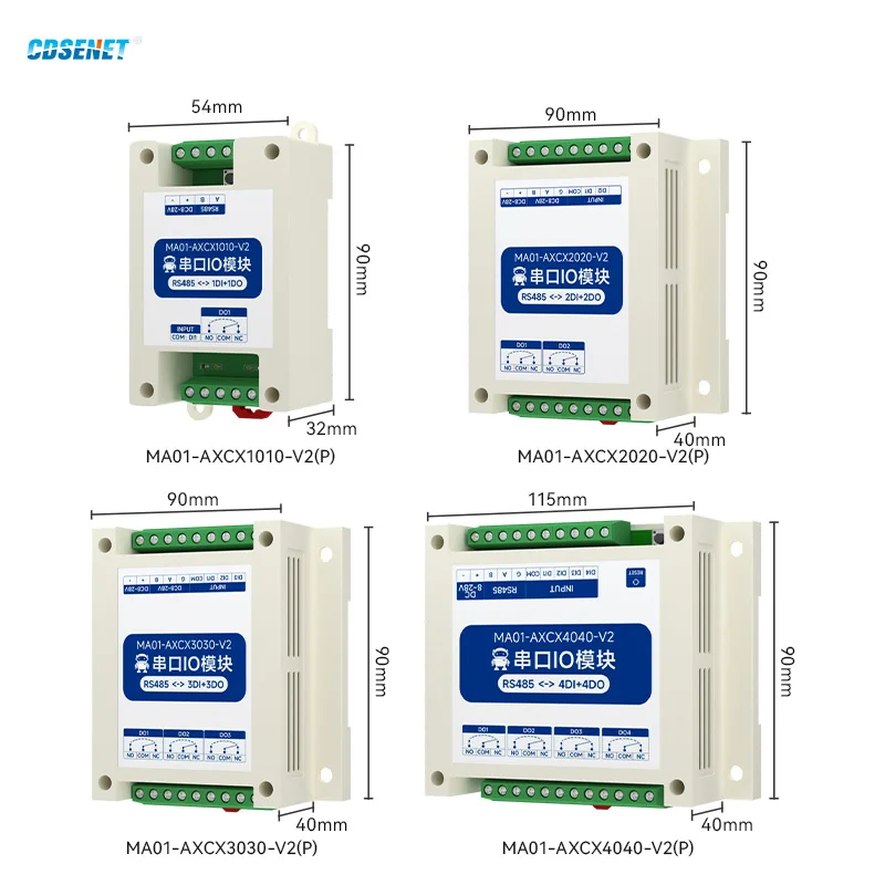 1-4 DI+DO RS485 Serial Port I/O Module CDSENET MA01-AXCX4040-V2 Modbus Industrial Grade Level, Pulse, Follow, Switching Cycle
