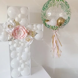 57x75cm Cross Balloons Filling Box Cross Shape Baptism Board Mosaic Balloon Frame for Baby Shower Baptism Wedding Birthday Decor