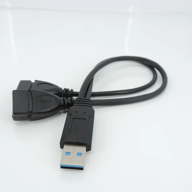Concentrador de datos USB 3,0 A 1 macho A 2 USB Dual hembra, adaptador de corriente Y divisor, Cable de alimentación de carga USB, Cables de extensión