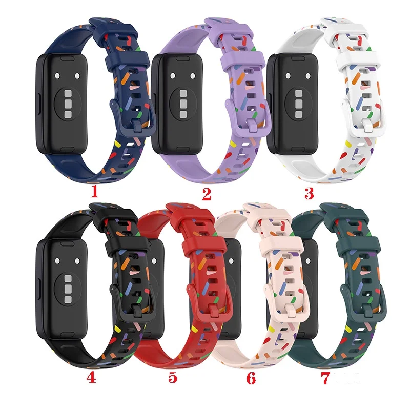 Soft Silicone Strap Print Bracelet For Huawei Band 9 8 7 6 Replacement Wristband