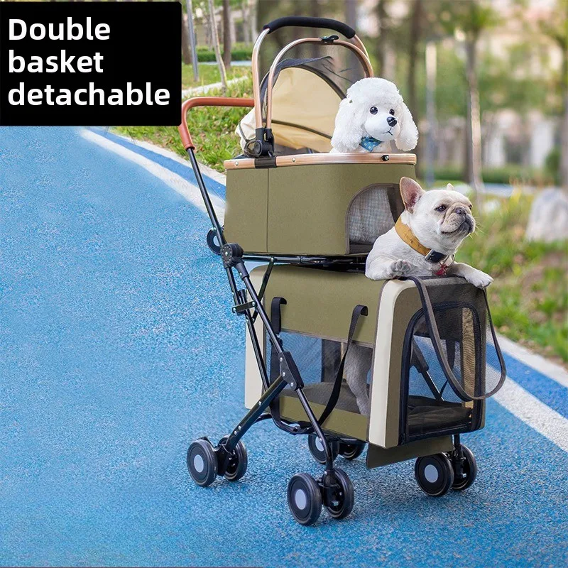 Cross Border New Multi Level Pet Stroller Large Space Detachable Separable Cat Dog US Europe Dog Stroller Outdoor Pet Stroller