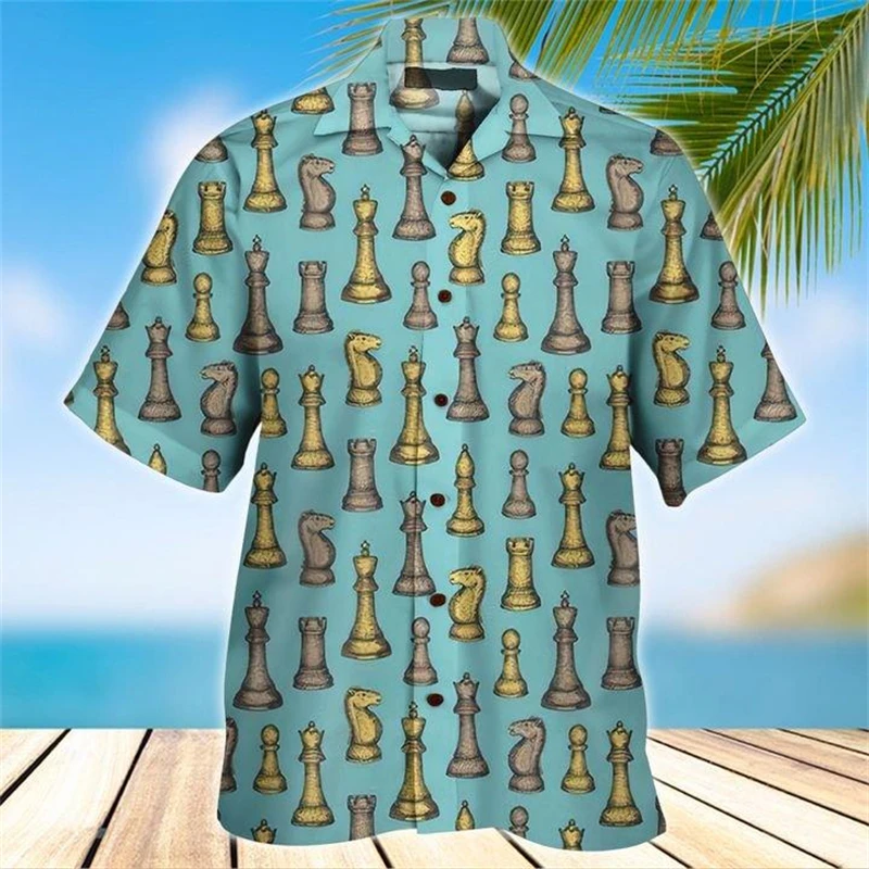 Sommer Hawaiian Schach Grafik Casual Shirt Heißer Verkauf Für Männer 3d Druck Kurzarm Strand Übergroßen Lustige Kleidung Mode Blusen
