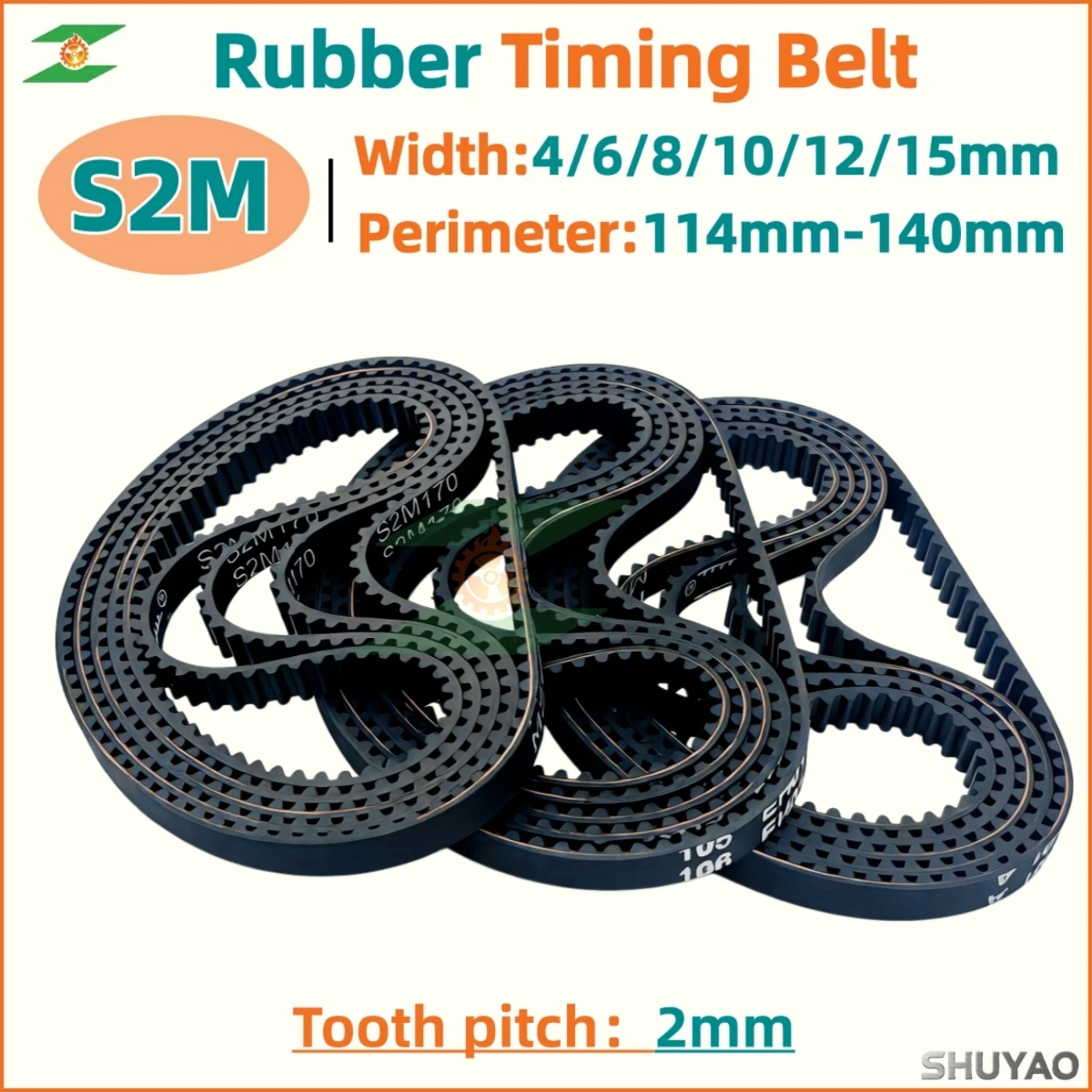 S2M Rubber Timing Belt Width 4-15mm Length 114 116 118 120 122 124 126 128 130 132 134 136 138 140mm S2M Drive Timing Belt