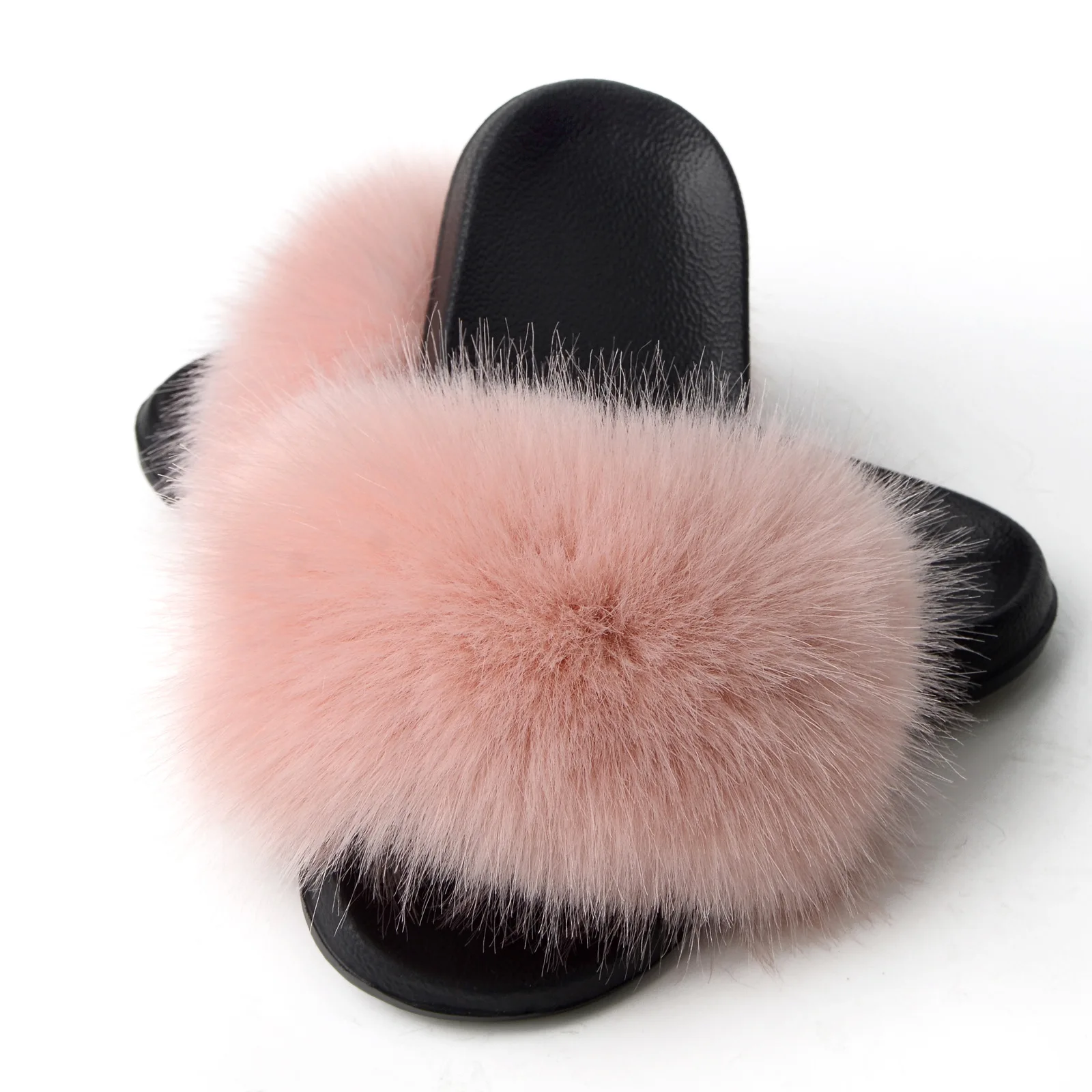 

17 Colors 36-45 Size Fashion Outside Soild Faux Fox Fur Flip Flops Four Reason Summer Winter Women Home Shoes Slippers