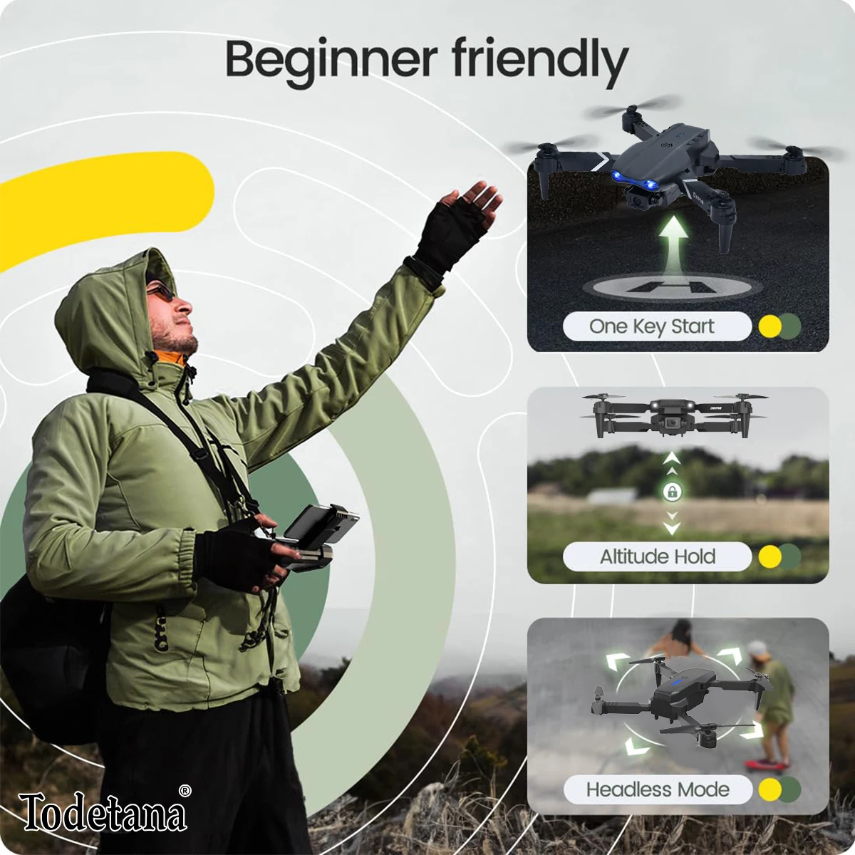 طائرة بدون طيار مبتكرة قابلة للطي: كاميرا بدقة 4K عالية الدقة، تثبيت التدفق البصري، رحلة نقطة الاتجاه، جهاز تحكم عن بعد بطول 70 مترًا، طرق مخصصة للبرنامج لفريد من نوعه #1