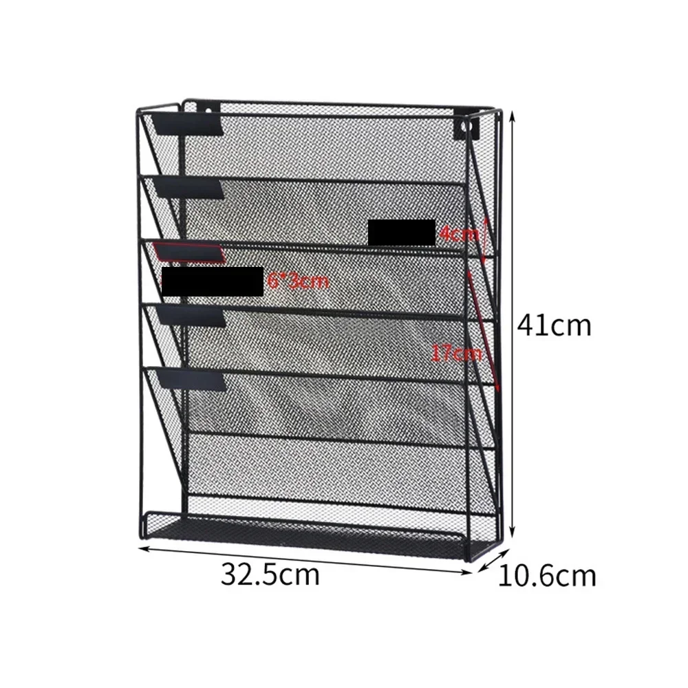 Hanging Metal Rack Five Layer Multifunctional Storage Holder Mail Magazine Office Paper Document Letter Paper Storage Tray