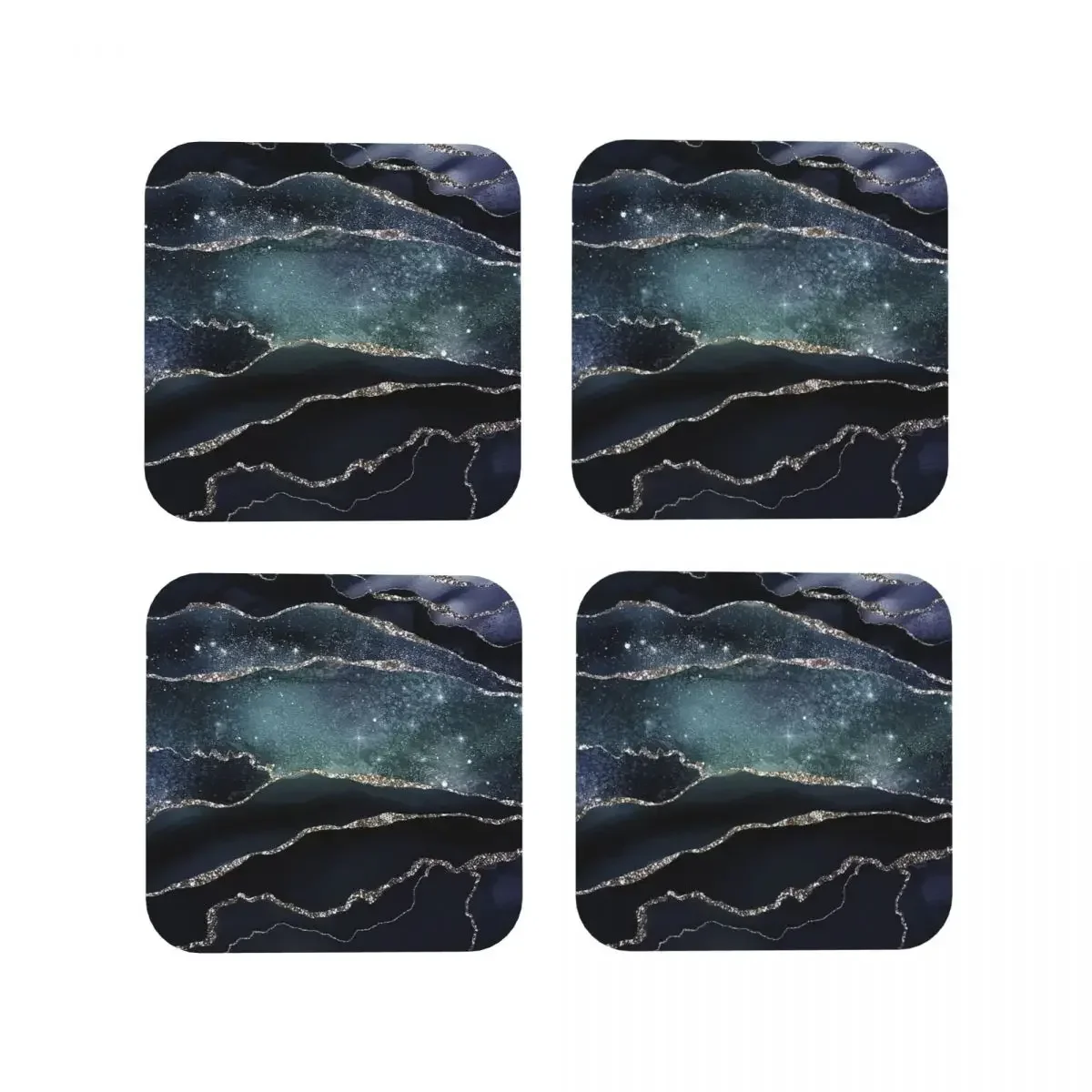 Glamour Night Black Milky Way Faux Marble Galaxy Coasters Kitchen Placemats Cup Coffee Mats For Decor Home Tableware Pads