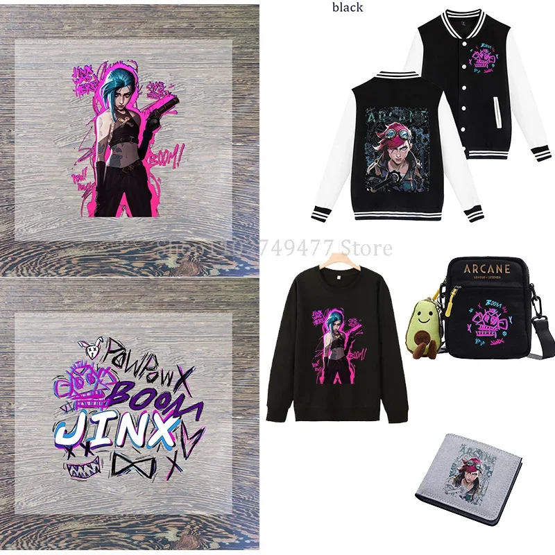 DIY Arcane Jinx League of Legends LOL Iron Patch Sticker Personalized Creative Design Clothes Shoes Hats Water Wash Stickers