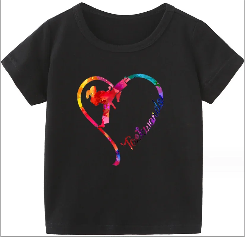 Camiseta con estampado de corazón de baile para niños, Camiseta deportiva de Taekwondo para niñas, Tops de Stranger Things de Aliexpress, Reino Unido, Verano