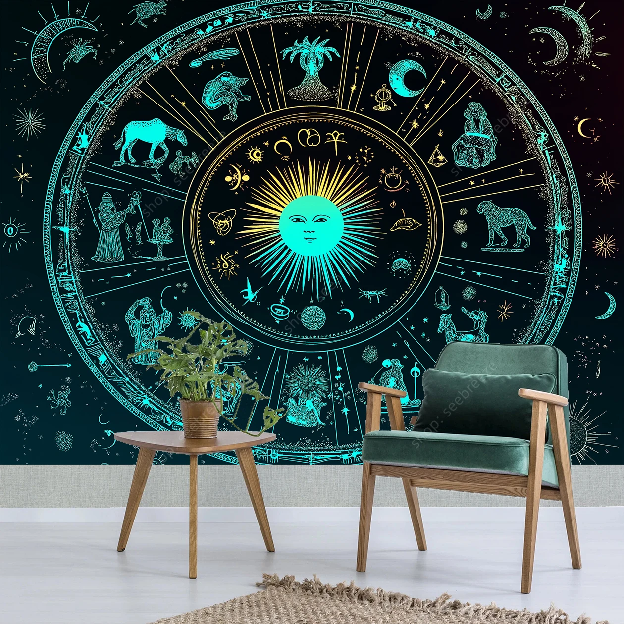زودياك علم التنجيم نسيج الأبراج النابضة بالحياة ابراج الرموز التأمل الروحي مكتب المنزل عنبر ديكور غرفة نوم هدية #3