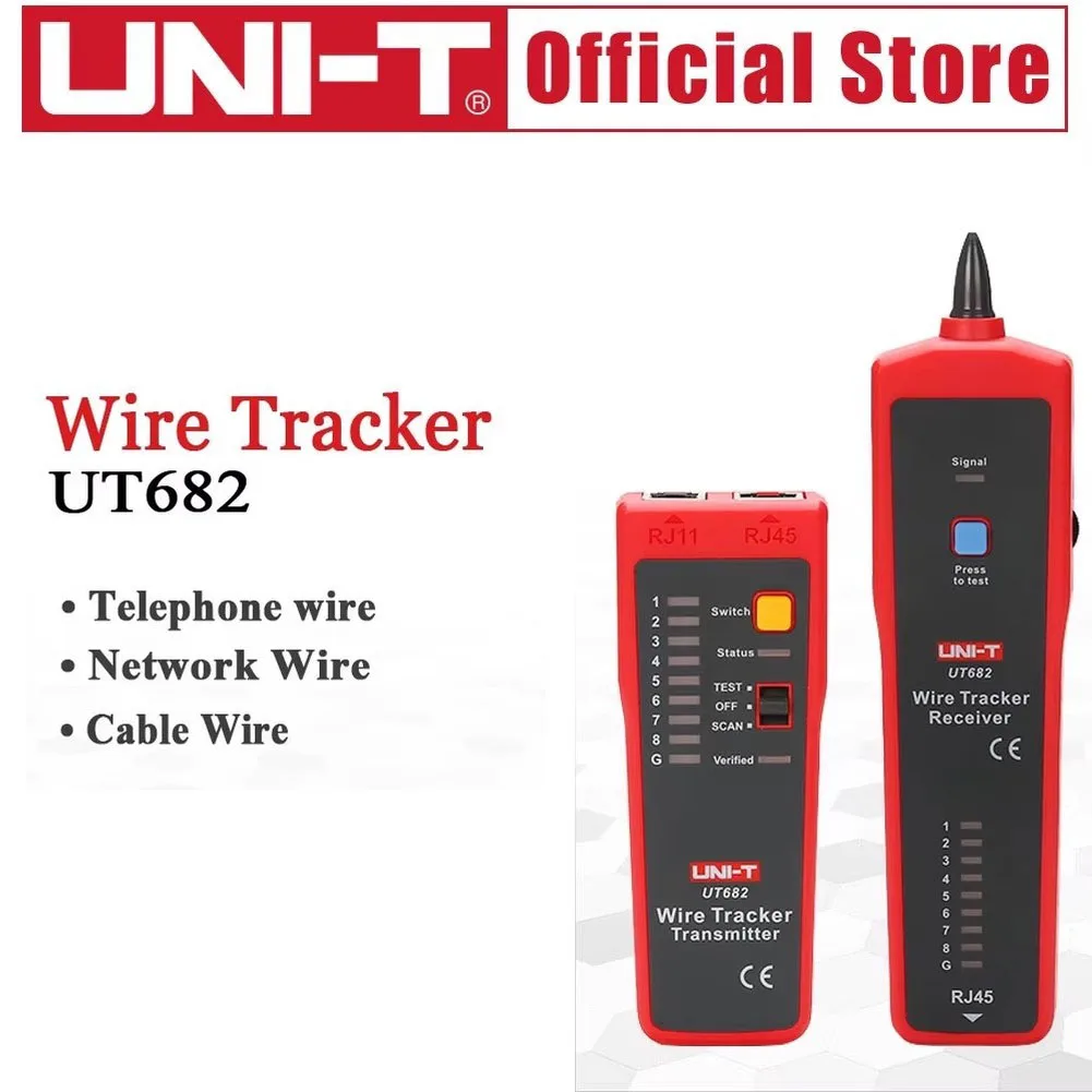 2Pcs Red UT682 Cable Finder Tester Transmitter Receiver For Network Maintenance RJ11 Wire Tracking Device