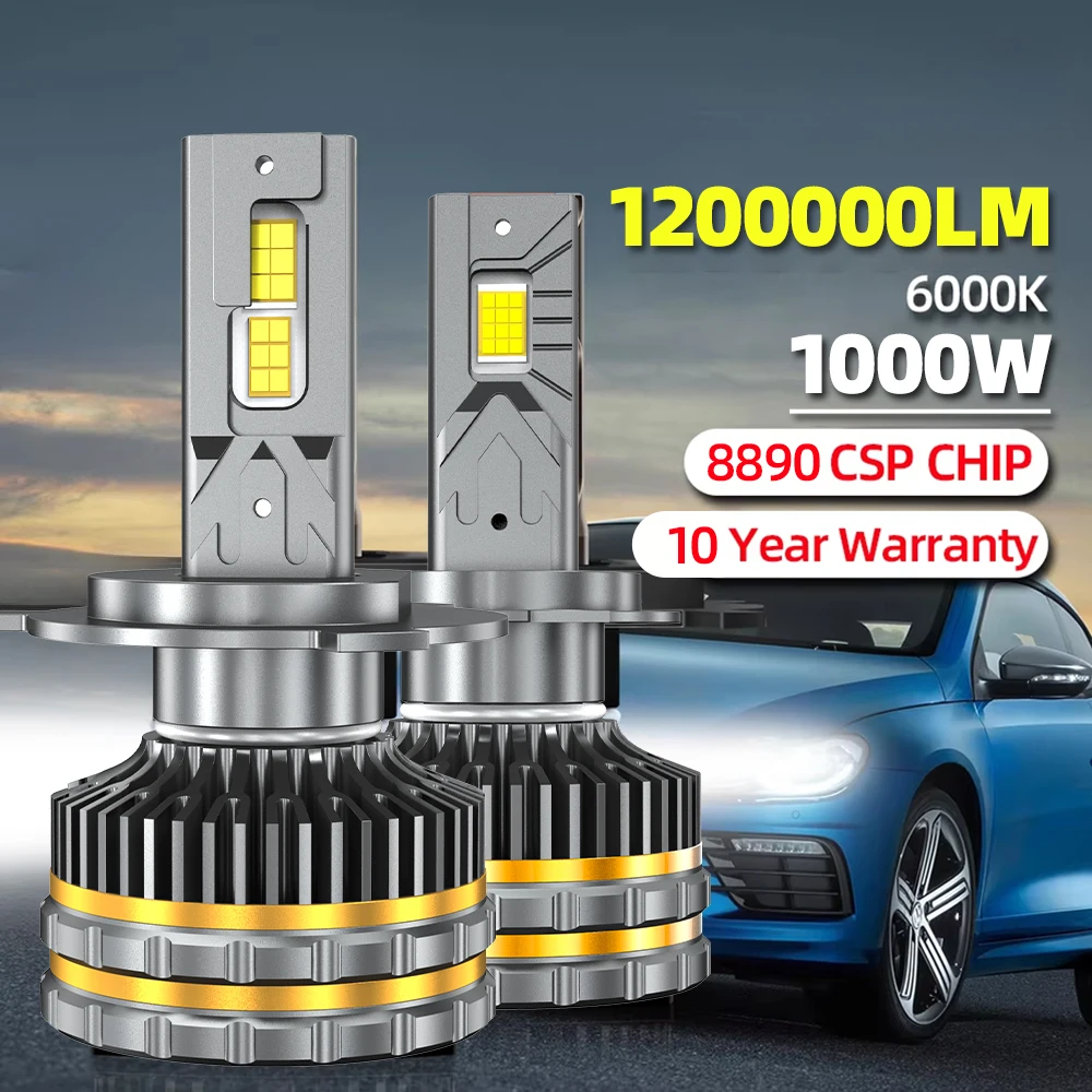 Car Headlight CSP 1200000LM 1000W H4 LED H7 Canbus H1 H3 H8 H9 H11 9005 9006 HB3 HB4  6000K Car Auto Headlamp Led Lights For Car