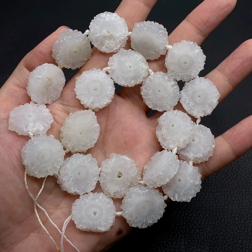 1 Strands White Natural White Quartz Slice Space Beads Slab Jewelry Making 16x19mm 14.5
