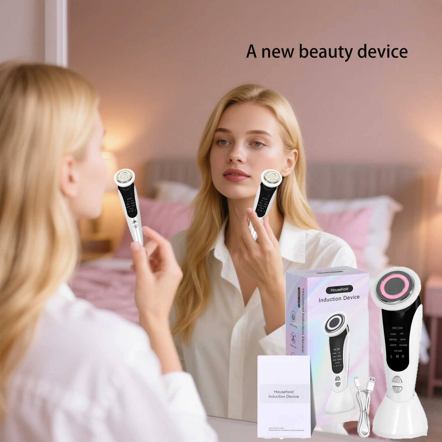 マイクロカレント美顔器 LED光療法デバイス 肌引き締め アンチエイジング しわ除去 美顔器