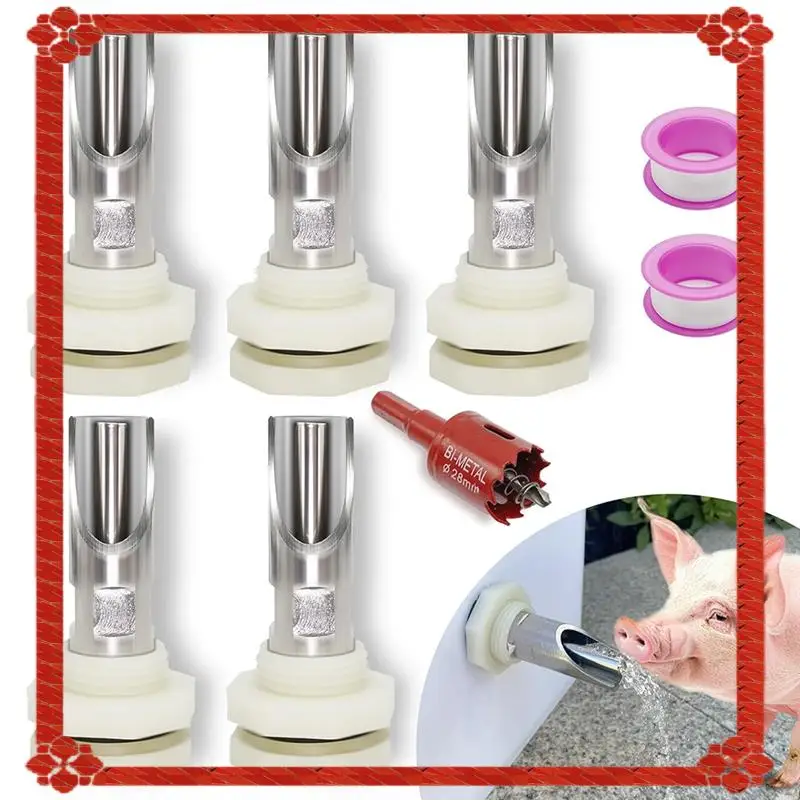 24-Hour Delivery Kit Of 5 PCS For Barrels Pig Nipple Waterer 1/2 Inch Stainless Steel Automatic Pig Water System Drinker Feeder