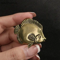 Retro Brass Ocean Coral Fish Watching Fishes Sea Animals Model Fishbowl Decoration Action Figures Education Miniature Kids Toys