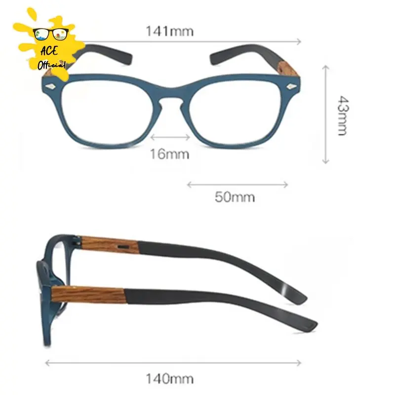 Square Retro Vintage Wood Reading Glasses Men Dioptric Glasses Women Glasses For Sight Plus Wood Grain +1.5+2+3.5+4