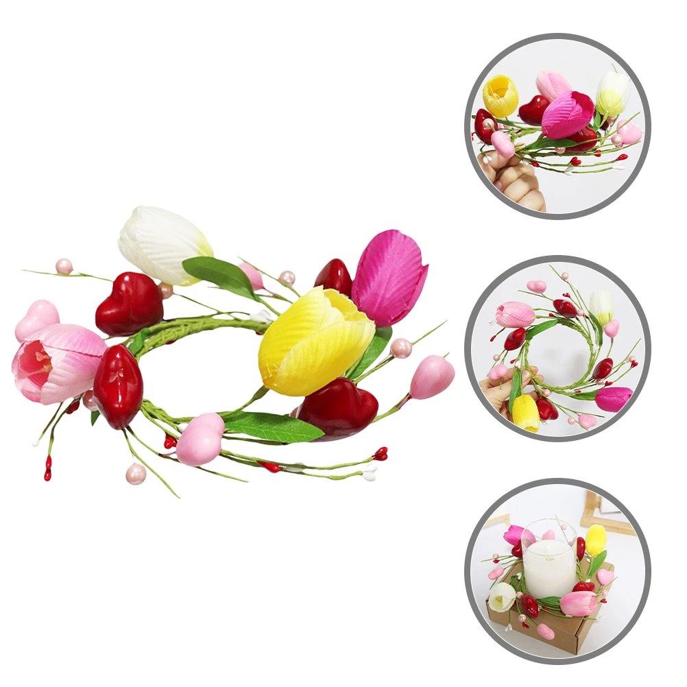 

Elegant Ring With Red Hearts Berries Floral Wreath For Valentine’S Day Wedding Mother’S Day Artificial Flower Centerpiece
