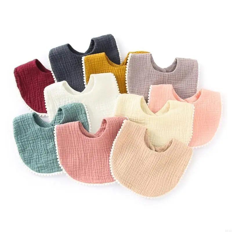 

Baby Bandana Drool Bibs with Lace Trim Infant Cotton Drooling Burp Saliva Towel