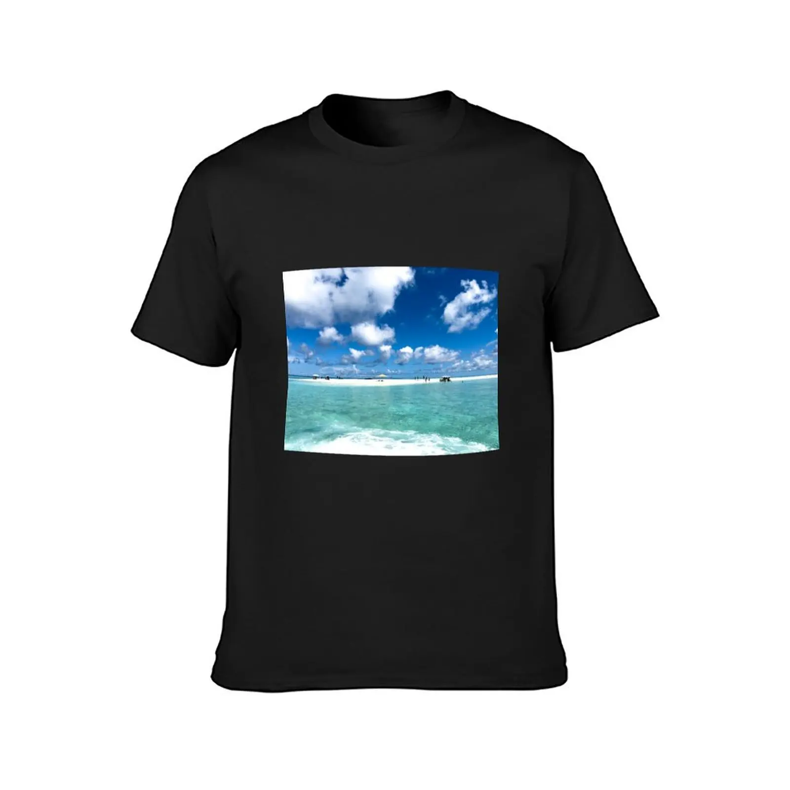 Beautiful white sand beach in Maldives T-Shirt blacks quick drying graphics mens funny t shirts