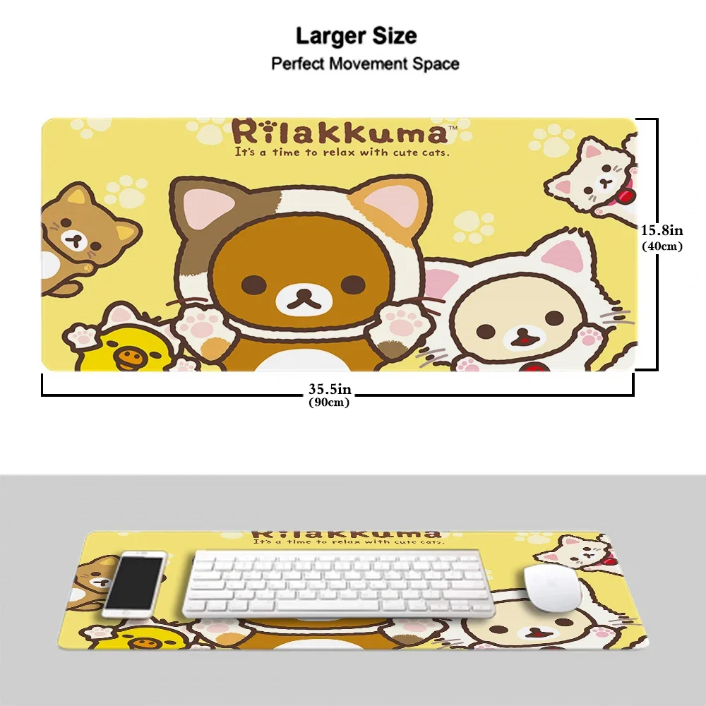 Korilakkuma Rilakkuma Mouse Pad Kawaii Gaming Accessories Rubber PC Gamer Computer Keyboard Desk Mat CS GO LOL Mousepad