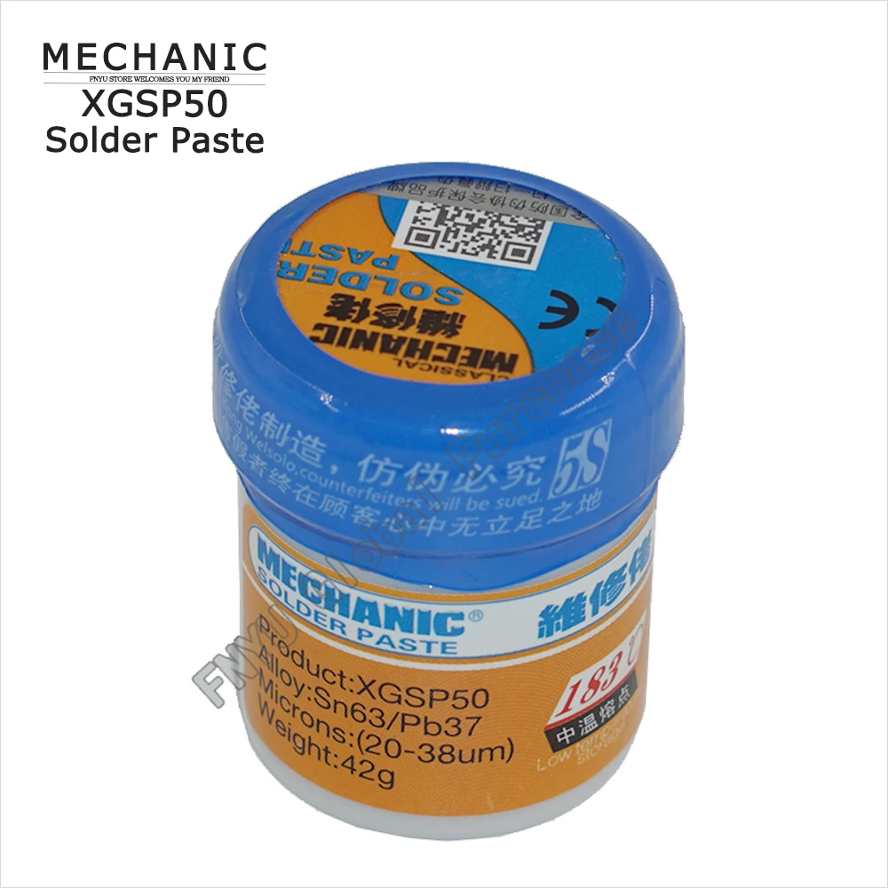 

XG-50 Medium Temperature Solder Paste 1pcs 42G Liquid Solder Paste SN63 PB37 Lead-Containing SMD BGA SMT Template Solder Tool