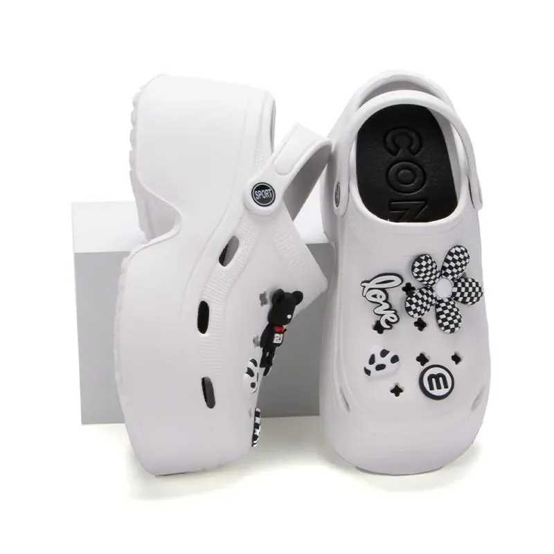 Women Chunky Platform Sandals 2024 Summer Soft Thick Sole Diy Clogs Garden Shoes Woman Closed Toe Non-Slip Beach Slides Sandals