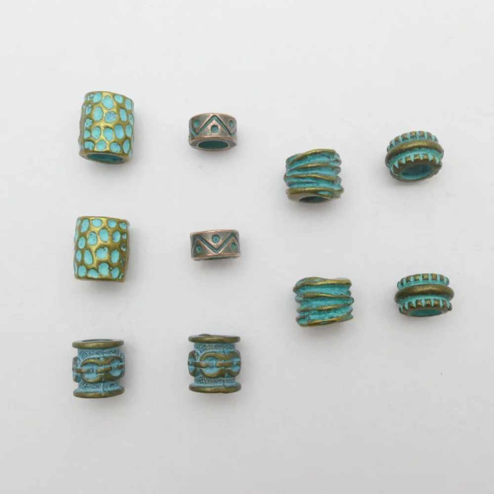 10Pcs Metal Bronze African Viking Hair Braid Dread Dreadlock beard Beads Rings For Jewelry Making, DIY Hair Decoration﻿
