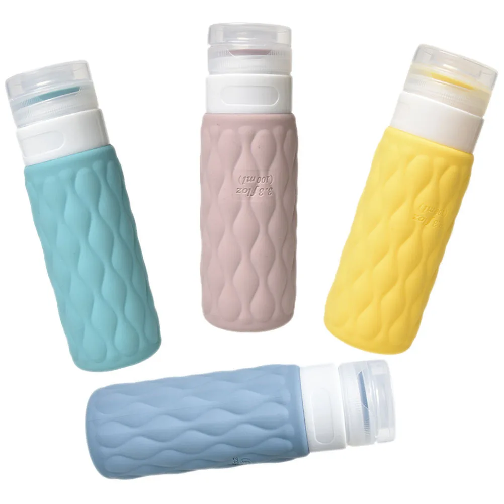 4 個の漏れ防止トラベルボトルシリコン絞り可能な詰め替え容器シャンプーローションボディケア用旅行絞り可能なチューブ