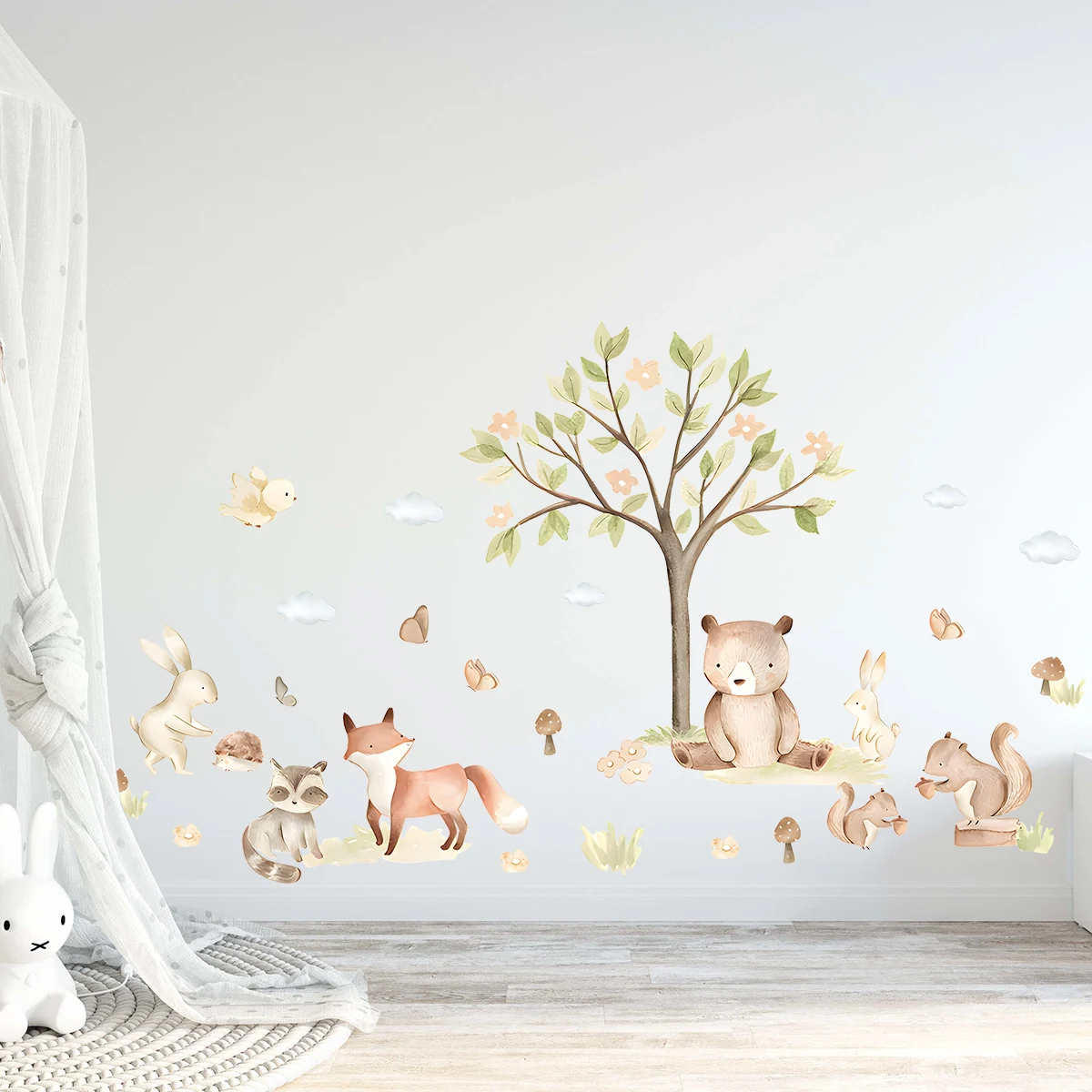 1pc Cartoon Bear Rabbit Animals Wall Stickers for Children's Room Removable Kids Room Bedroom Living Room Nursery Decoration
