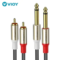 6.35mm RCA kablosu çift 1/4 TS erkek çift RCA erkek Stereo ses kablosu gitar AV alıcısı için hoparlör amplifikatör ev sineması