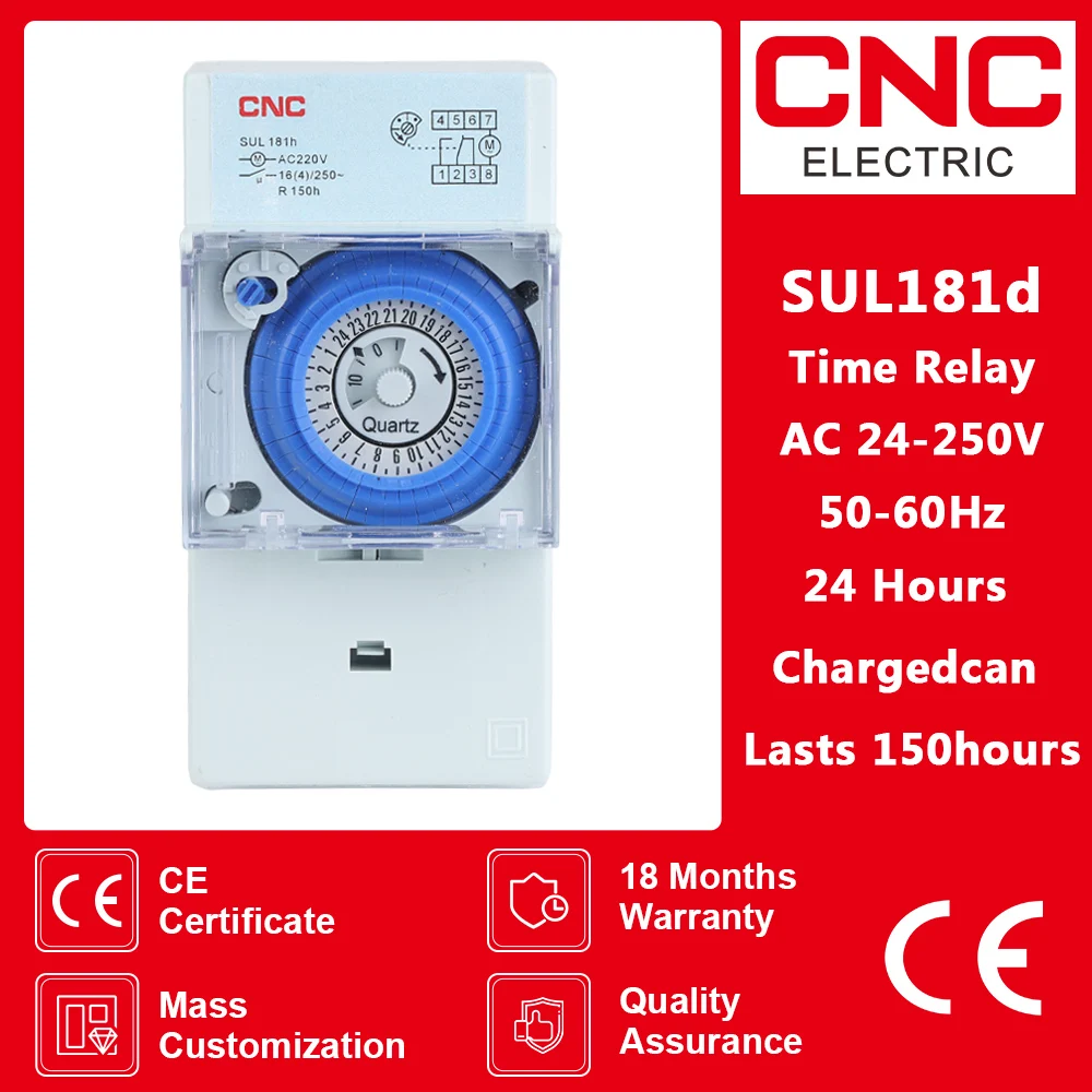 CNC SUL181h Mechanical Timer 24 hours Time Switch Relay Electrical Programmable Timer Din Rail Timer Switch