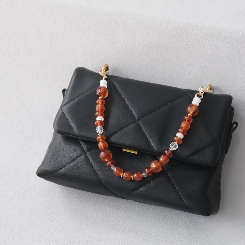 New Fashion Woman Bag Accessory Detachable Solid Beaded Chains Cute Acrylic Luxury Strap Women Elegant Bag Handle Beads Chain