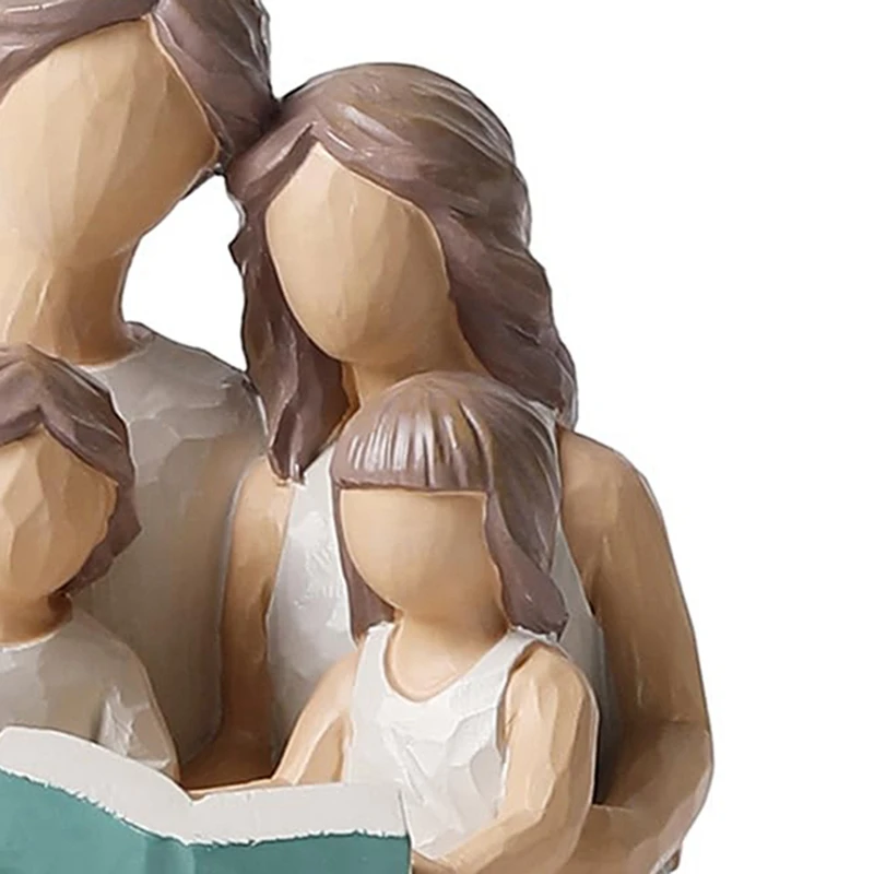 1 pezzo famiglia di 4 figurine di libri di lettura figure dipinte a mano regali resina per genitori o figlia e figlio, decorazione della casa