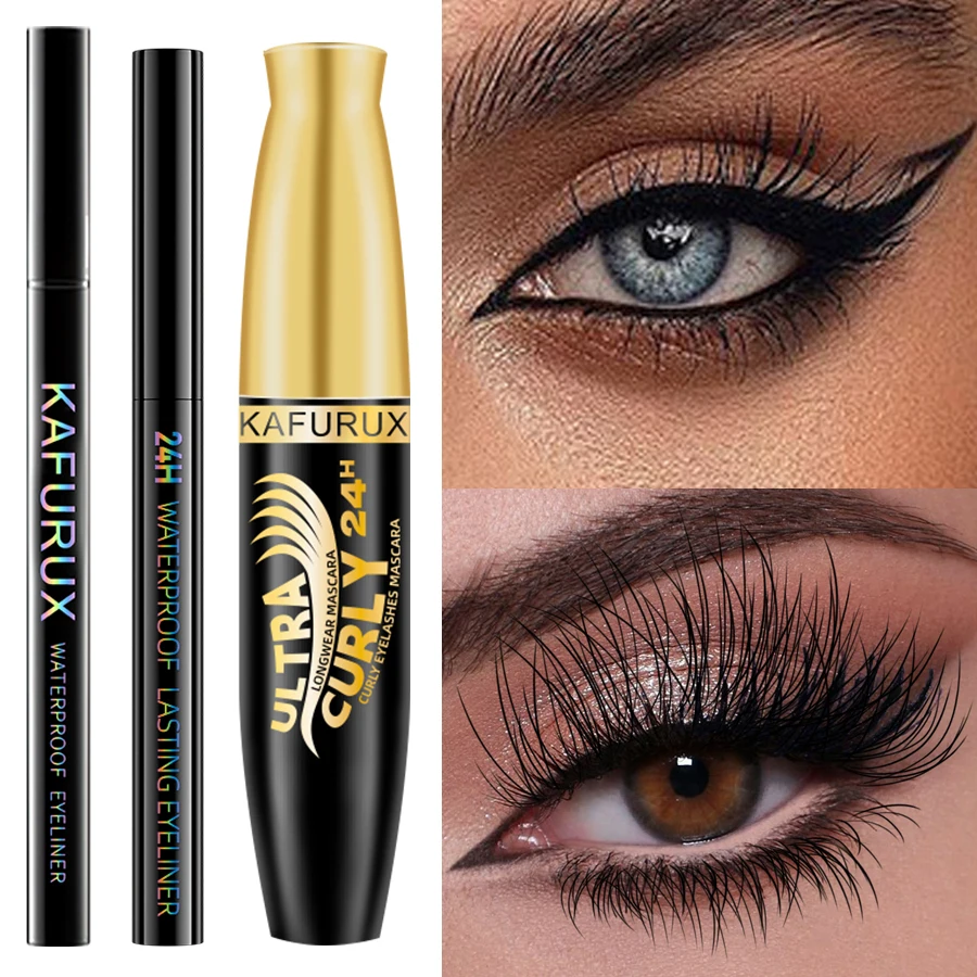 3 個ブラックアイライナーペンシル + マスカラ + リキッドアイライナーペンセット防水汚れ防止大胆なアイメイクギフトナチュラルアイライナー