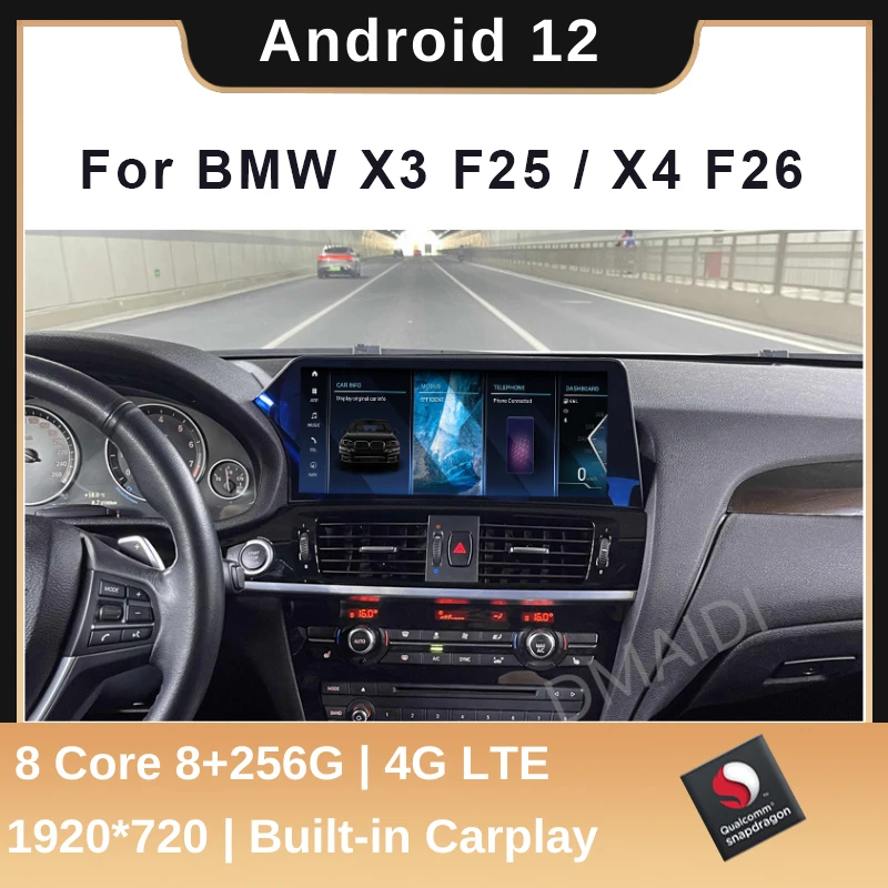 

New Android 12 12.5 Inch Snapdragon Car Radio Stereo Video Multimedia Player Autoradio GPS Navi For BMW X3 F25 X4 F26