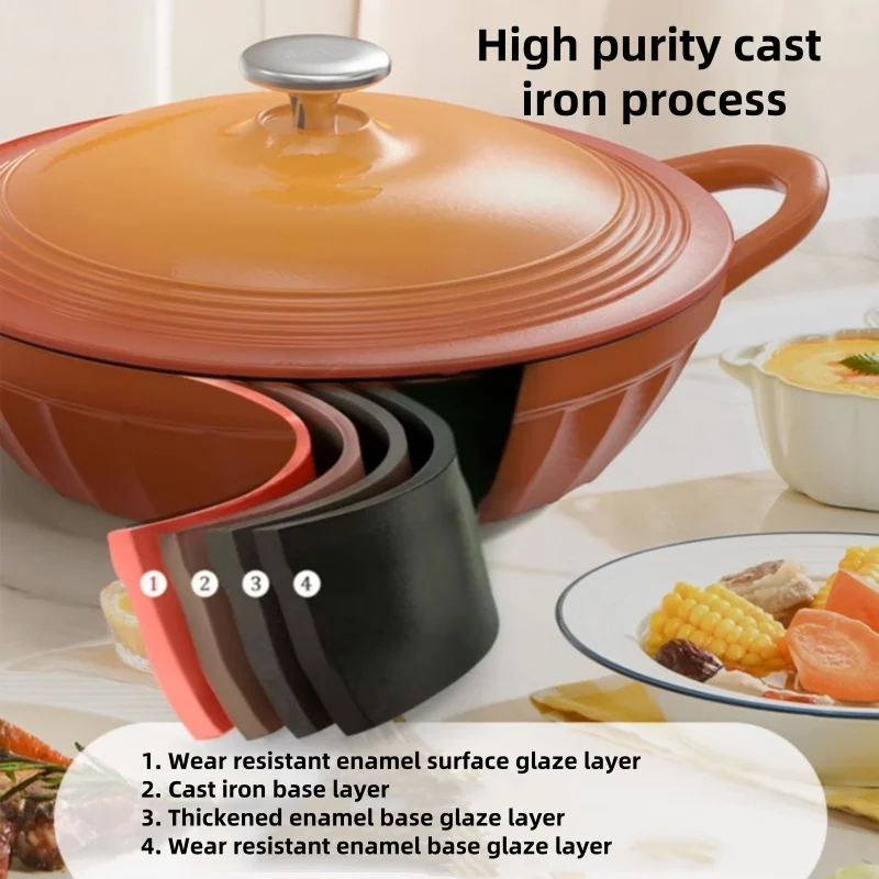 Soup & Stock Pots Cast Iron Enamel Pot Stew Pot Seafood Pot Household Wok Stew Non Stick Induction Cooker Gas Universal