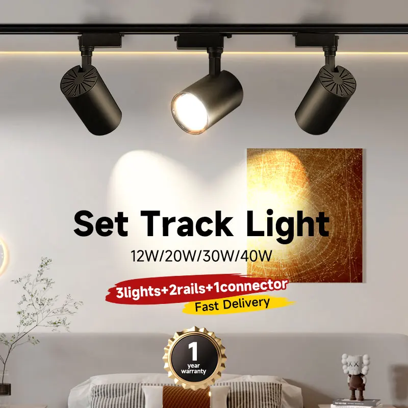 LED Spotlights 220V Set Track Lights Spot Led COB Track Lamp 12/20/30/40w For Kitchen Clothing Shop Store Home Spots Light Rail