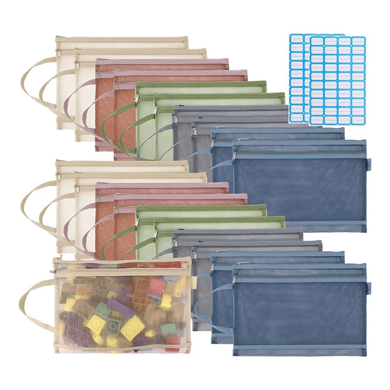 20 PCS Mesh Zipper Bags, Nylon Mesh Bags As Shown For Tabletop Games And Puzzle Storage