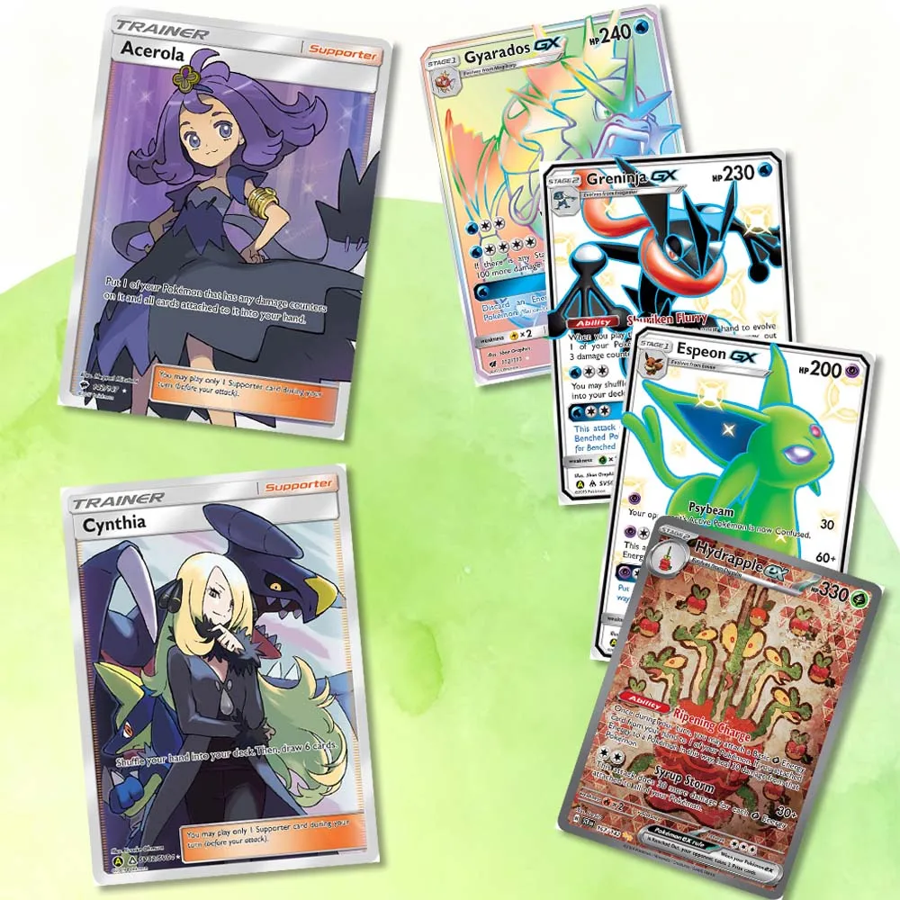 

PKM Flash Proxy Cards Greninja Acerola Hydrapple Cynthia Holographic Game Trading Collection PTCG Proxy Toys Gifts