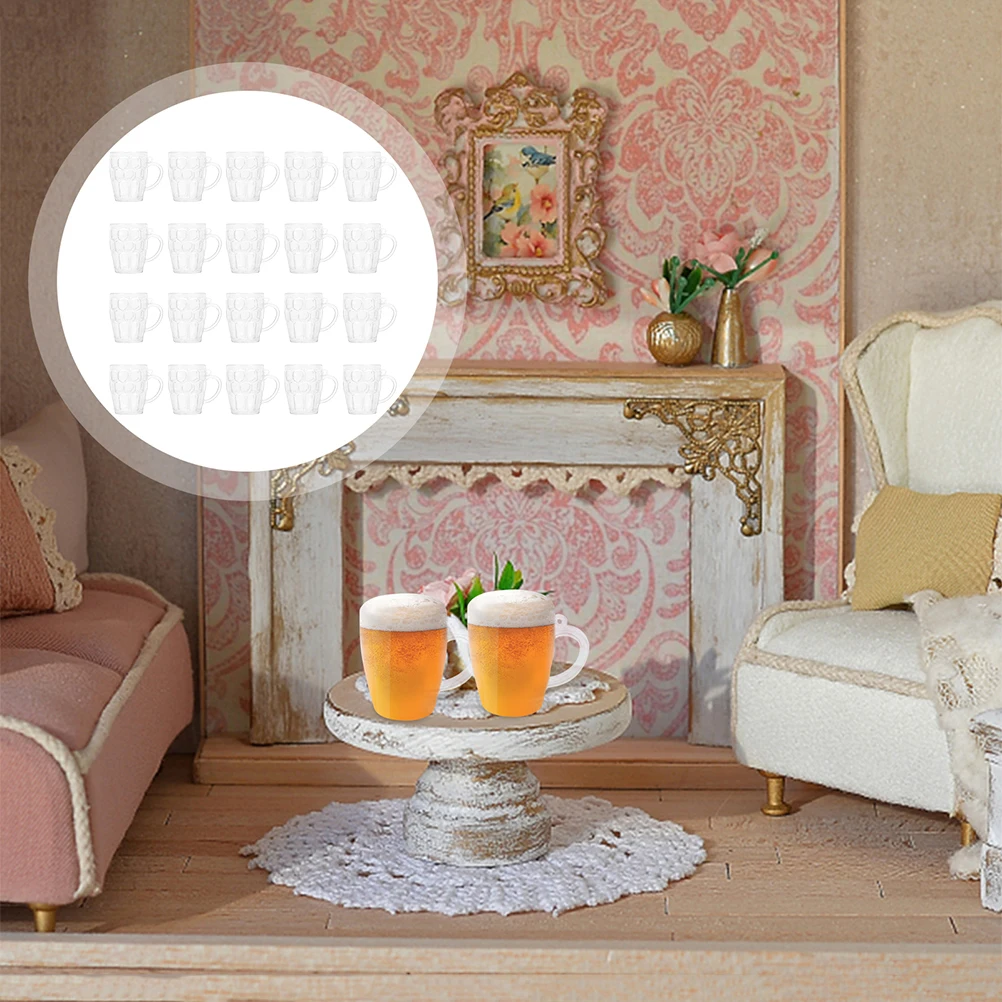 24 Stücke Miniatur Bier Tassen Kunststoff Künstliche Tasse Dekor Miniatur Haus Ornament DIY Handwerk Liefert Kinder Spaß Gefälschte Tasse Dekor
