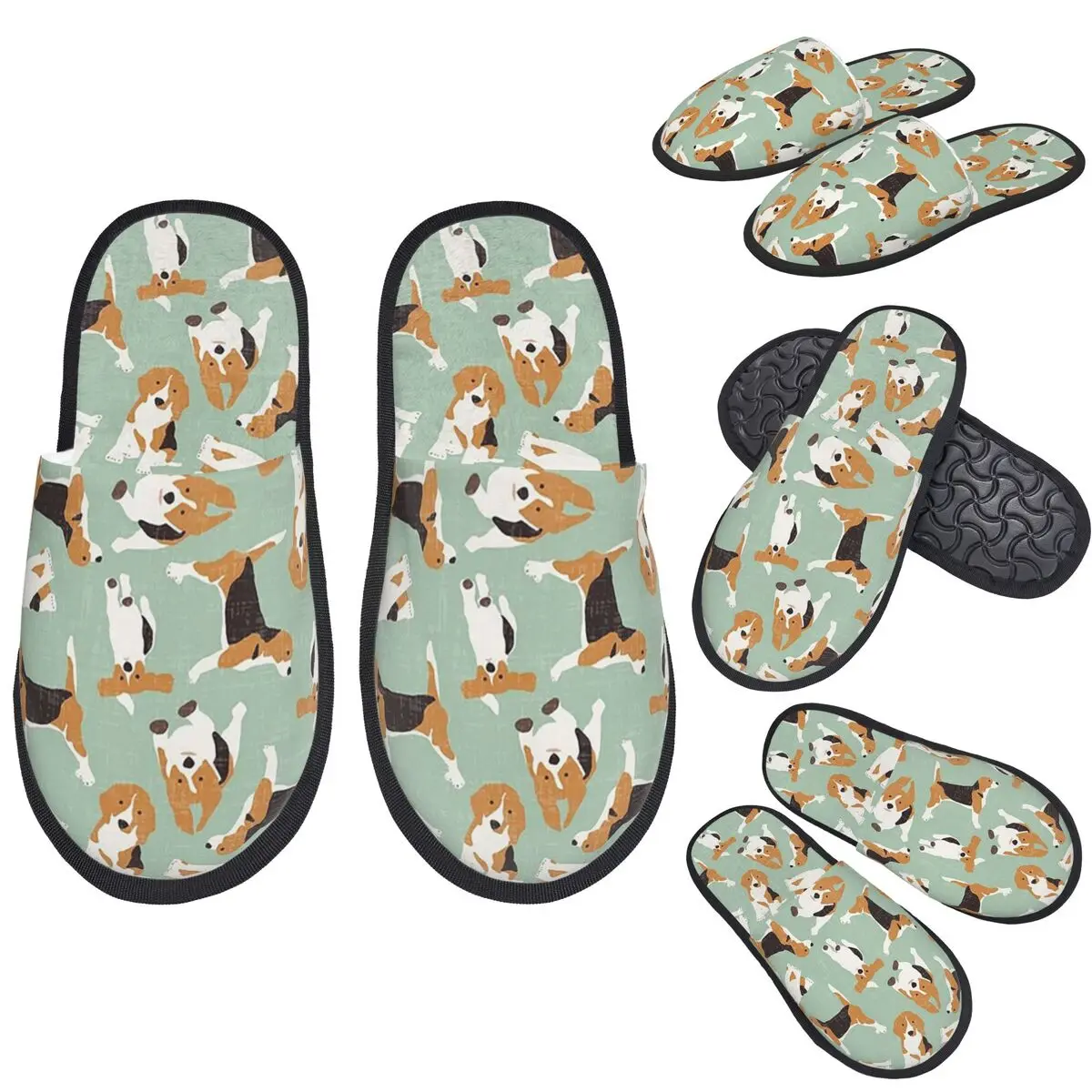 

Тапочки Beagle Scatter Mint на заказ, теплые мягкие женские домашние тапочки из пены с эффектом памяти, уютная обувь для спальни