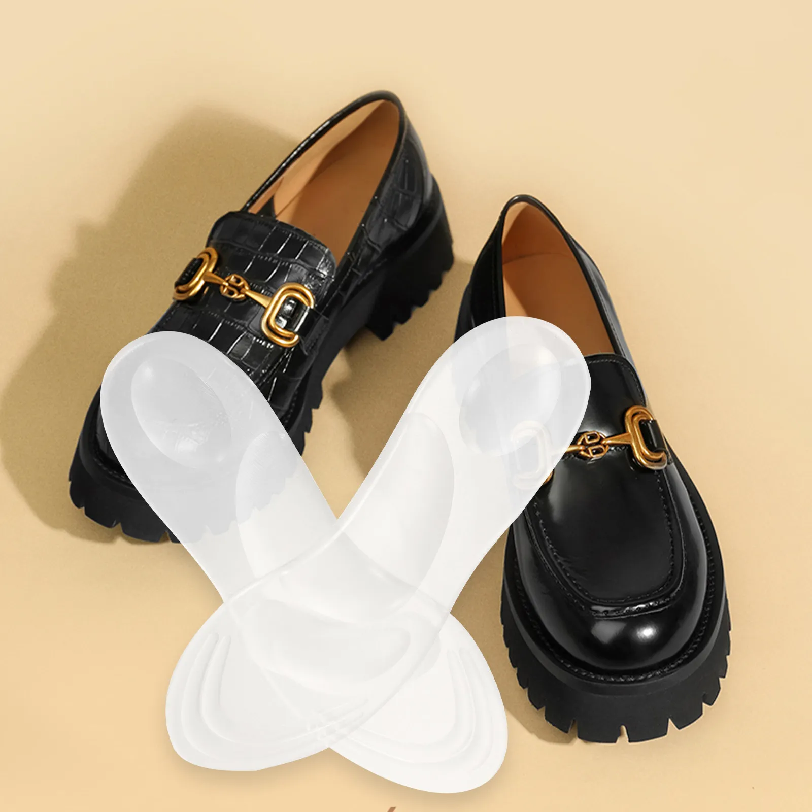 1 par de plantillas de gel transparente para mujer, antideslizantes, resistentes al desgaste, con amortiguación, para zapatos de tacón alto, sandalias, zapatos planos, transpirables