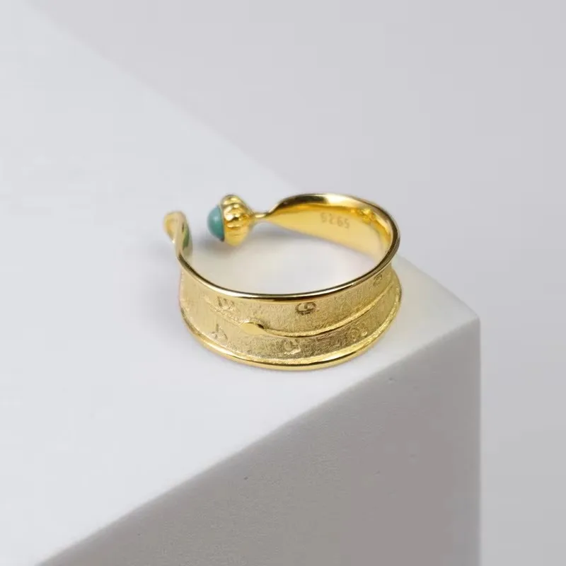 925 Sterling Silver Natural Turquoise Clock Shape Forever Love Ring for Women Anniversary Jewelry Gift Couple Mom